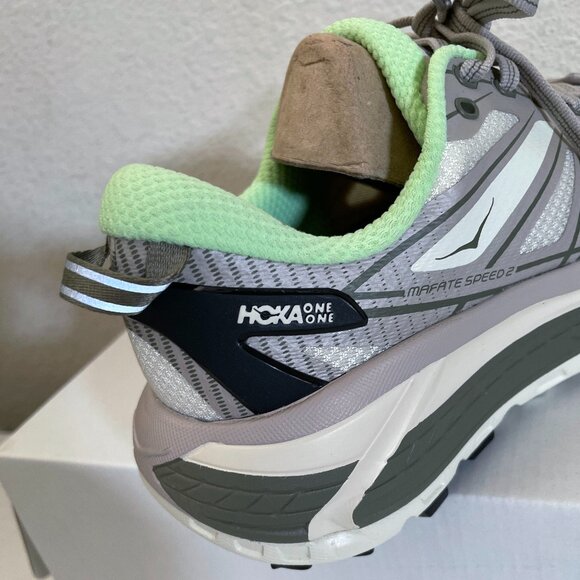 NEW IN BOX Hoka Mafate Speed 2 Running Shoes Sneakers Putty Eucalyptus Women 8.5 - Picture 4 of 12